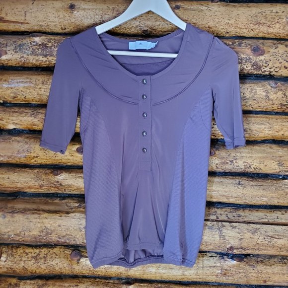Adidas by Stella McCartney Dusty Mauve Button Front Elastic Waist Sport Top XS - Picture 1 of 11